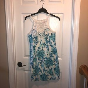 Lilly Pulitzer Blue Ostrich Pearl Lace Dress 6